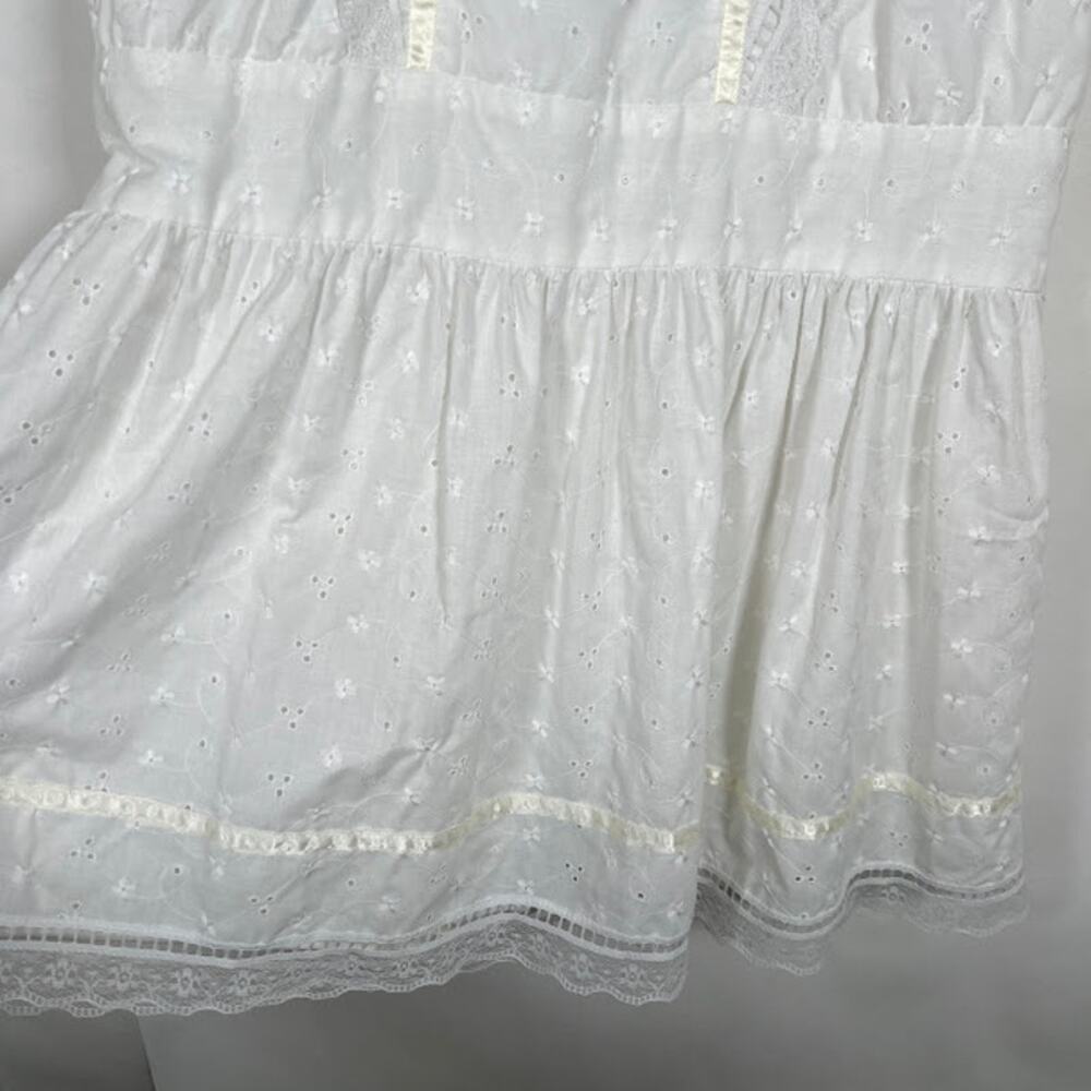 Gunne Sax Jessica McClintock Girls Embroidered Eyelet Dress 10 White Lace Trim - Picture 6 of 7